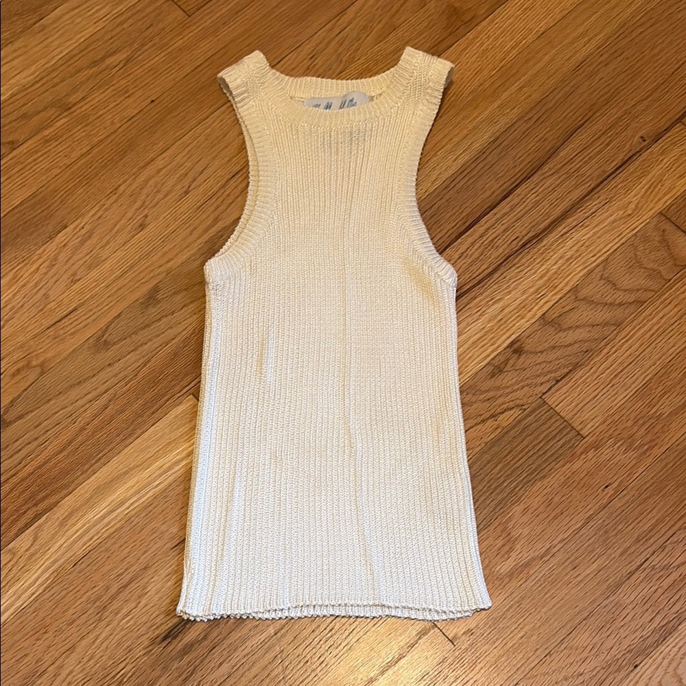 Cream Ribbed Tank Top